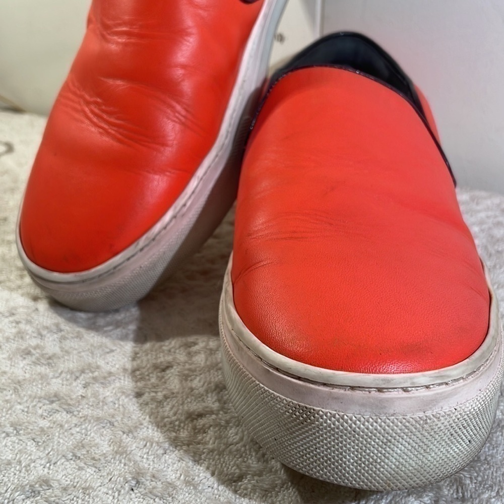 CELINE Athletic Slip On Orange Leather Slides Platform Structured Sneakers - Picture 2 of 10
